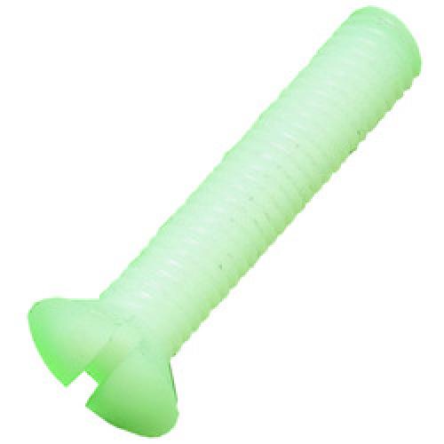 M8  x 50     WHITE NYLON  SLOT CSK HD SCREW